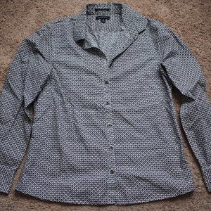 Lands End No Iron Suprima Blue/White Dress Shirt SIze 10